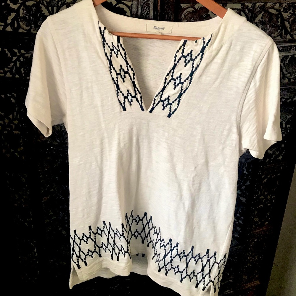 MADEWELL Black/White Print Top Size Small